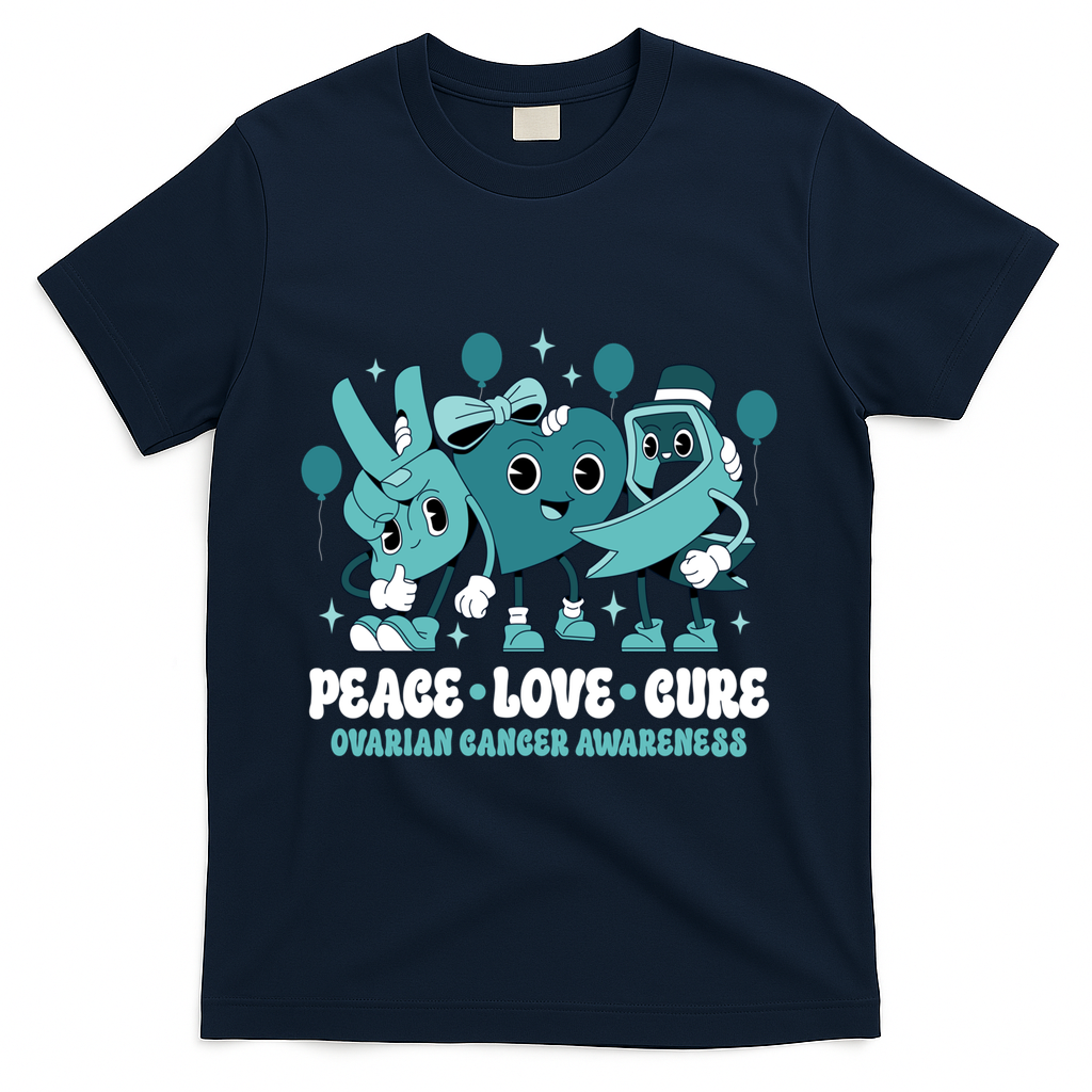 Ribbon Survivor Groovy Ovarian Cancer Awareness T-Shirt