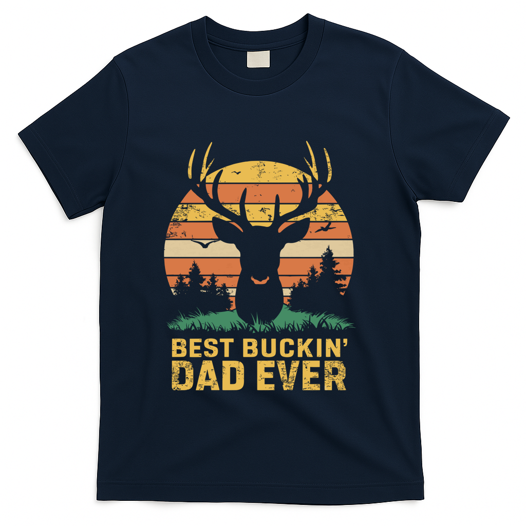 Vintage Best Buckin Dad Ever Deer Hunters Dad Hunting Gift T-Shirt