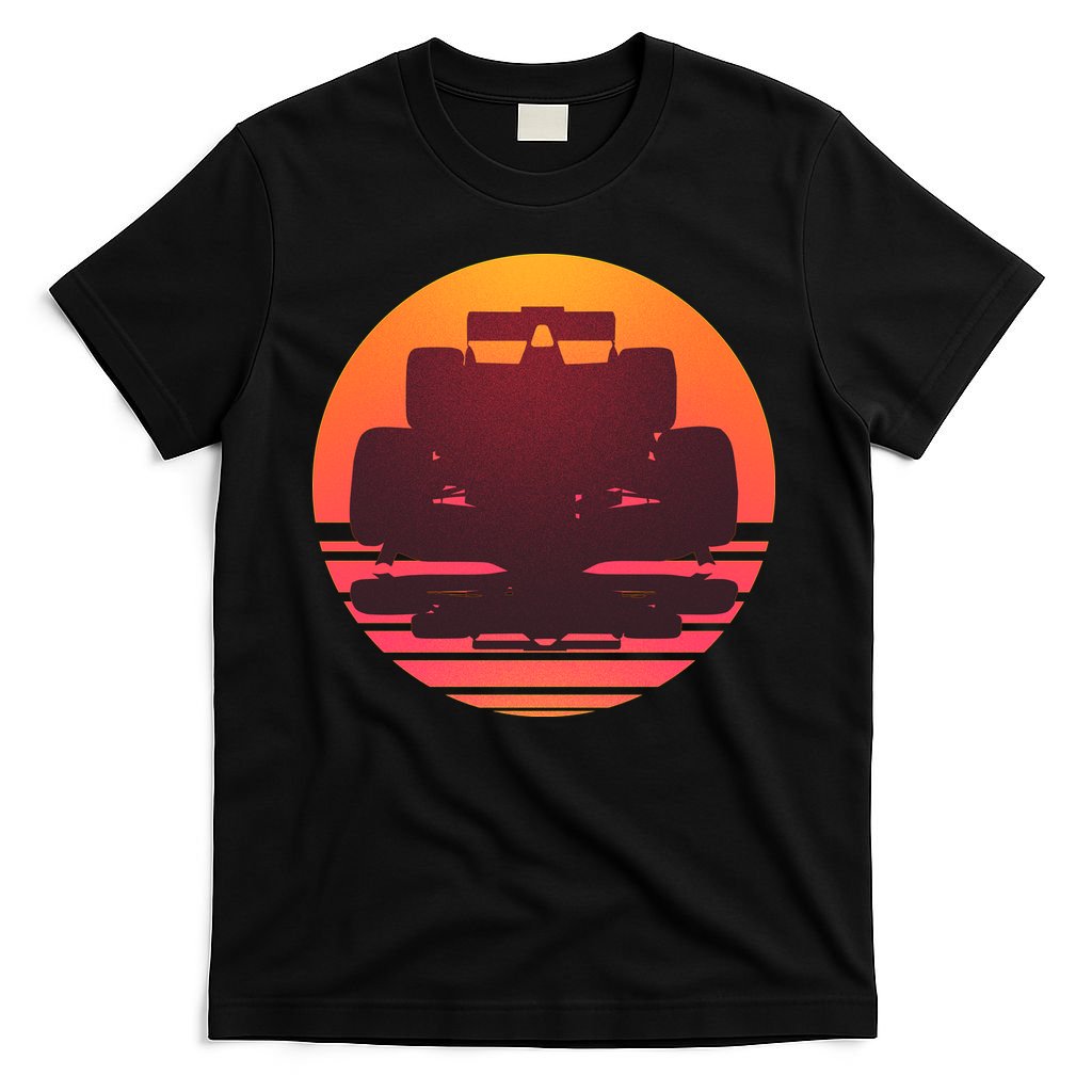 Racing Car Retro Sunset Emblem T-Shirt