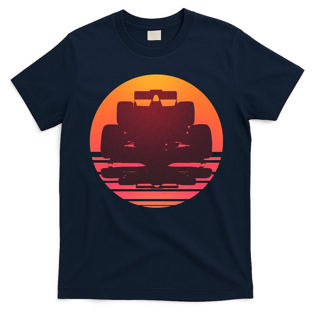 Racing Car Retro Sunset Emblem T-Shirt