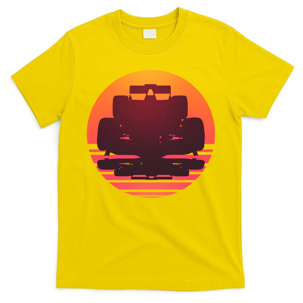Racing Car Retro Sunset Emblem T-Shirt