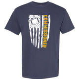 Fantasy Football Commissioner Distressed USA American Flag Garment-Dyed Heavyweight T-Shirt