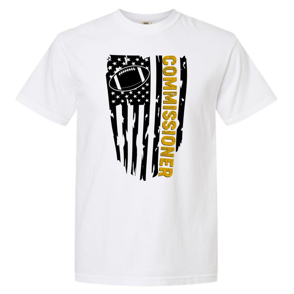 Fantasy Football Commissioner Distressed USA American Flag Garment-Dyed Heavyweight T-Shirt
