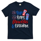 Flip Flops Fireworks And Freedom 4th Of July Us Flag T-Shirt