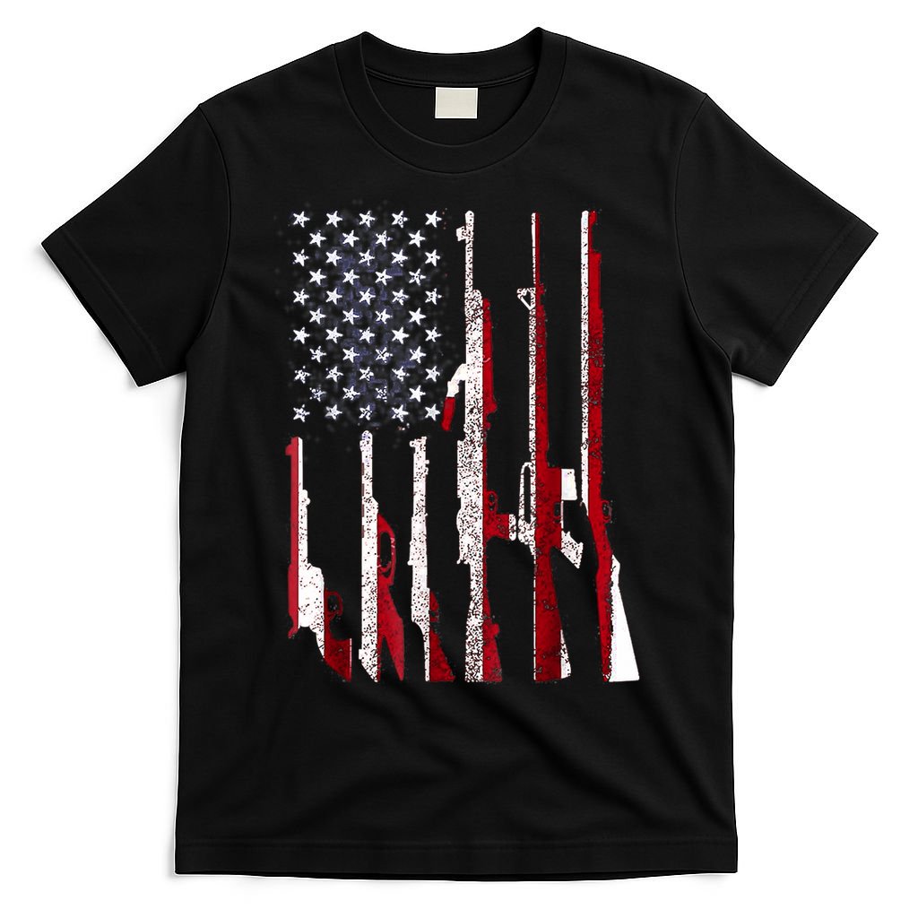 Funny Gun 4th Of July American USA Pride Flag T-Shirt