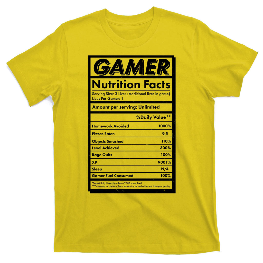 Funny Gamer Nutrition Facts T-Shirt