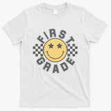 First Grade Star Smile Checker Back To School Retro T-Shirt