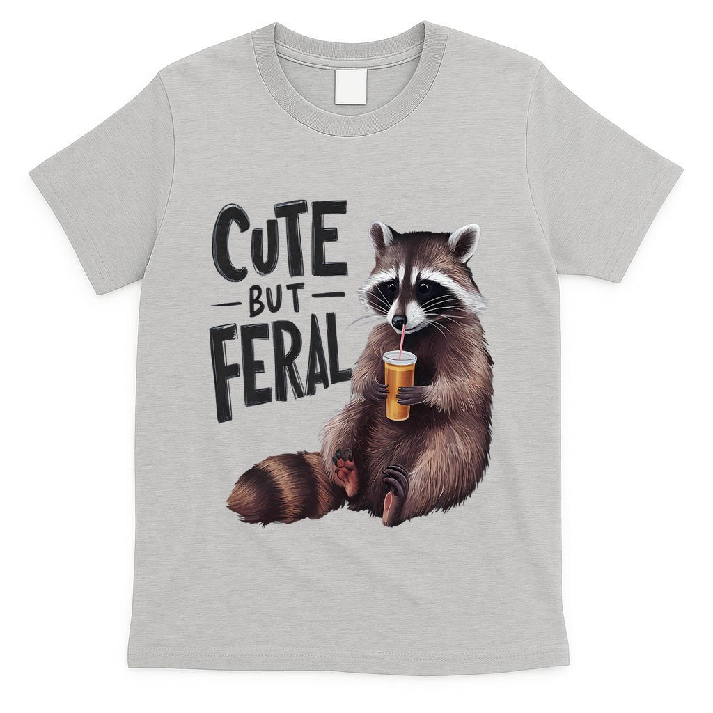 Feral Girl Summer Funny Meme Cute But Feral Raccoon Vacation T-Shirt