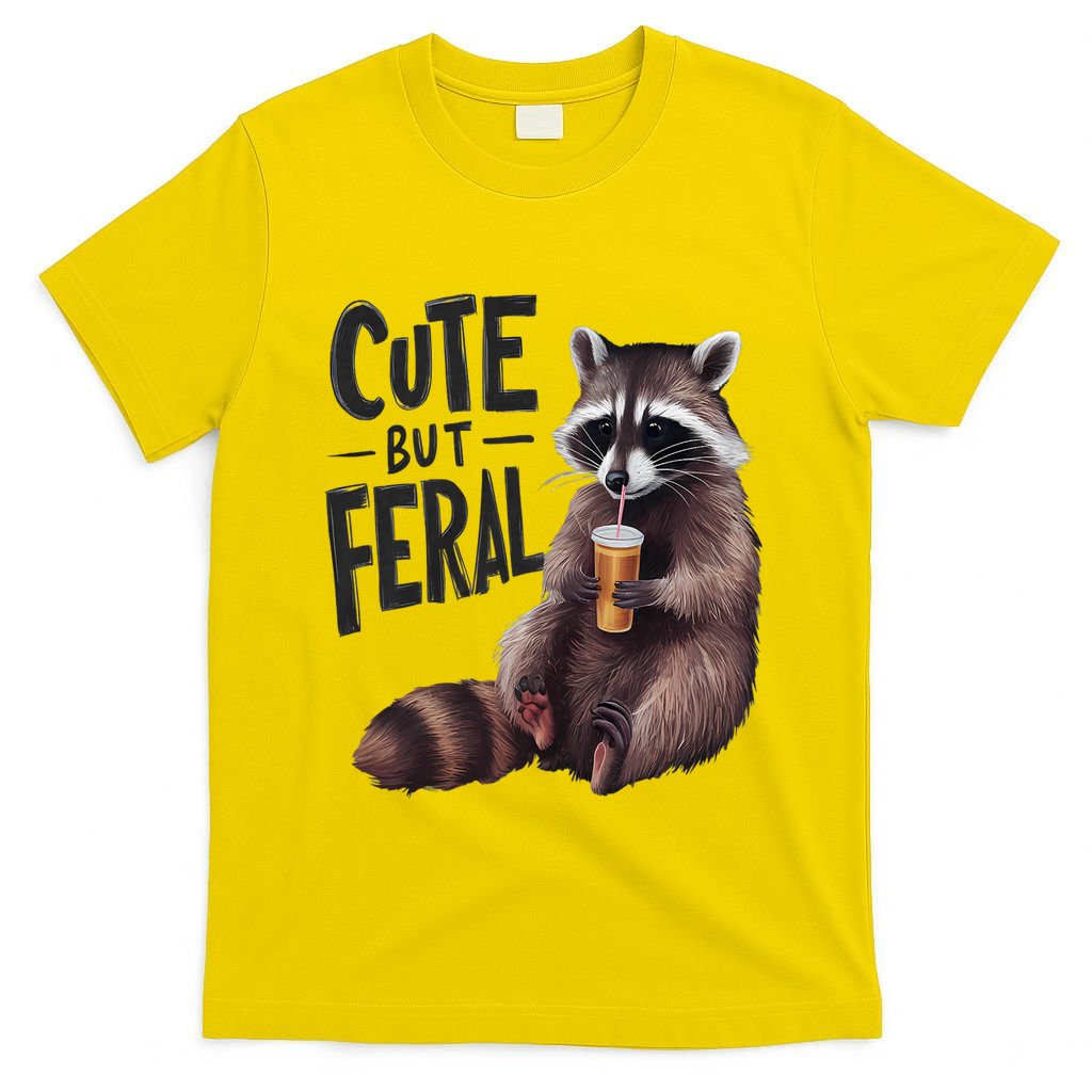 Feral Girl Summer Funny Meme Cute But Feral Raccoon Vacation T-Shirt