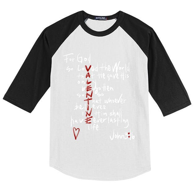 For God So Loved The World Jesus Is My Valentine Kids Colorblock Raglan Jersey