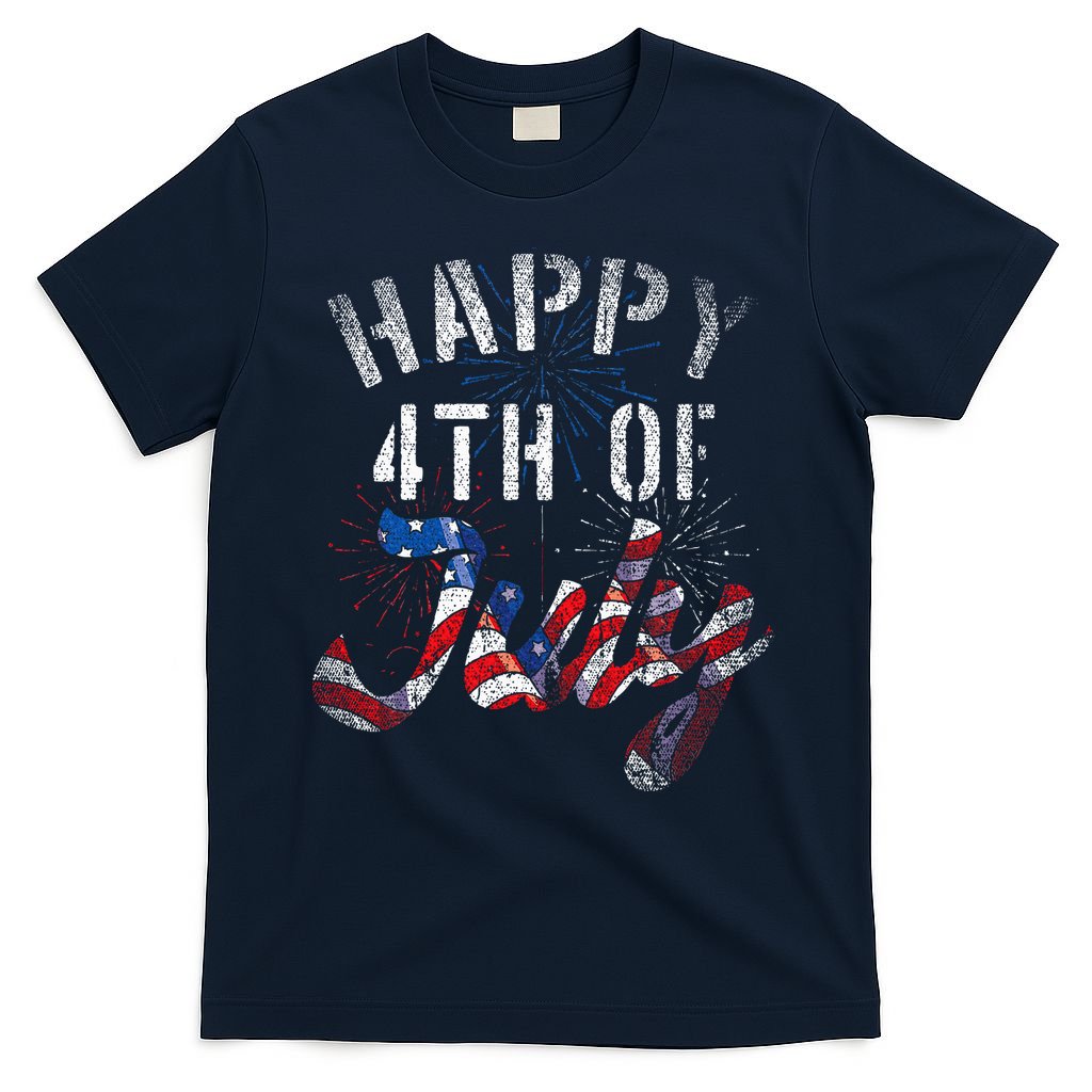 Fireworks Happy 4th Of July Us Flag American 4th Of July T-Shirt