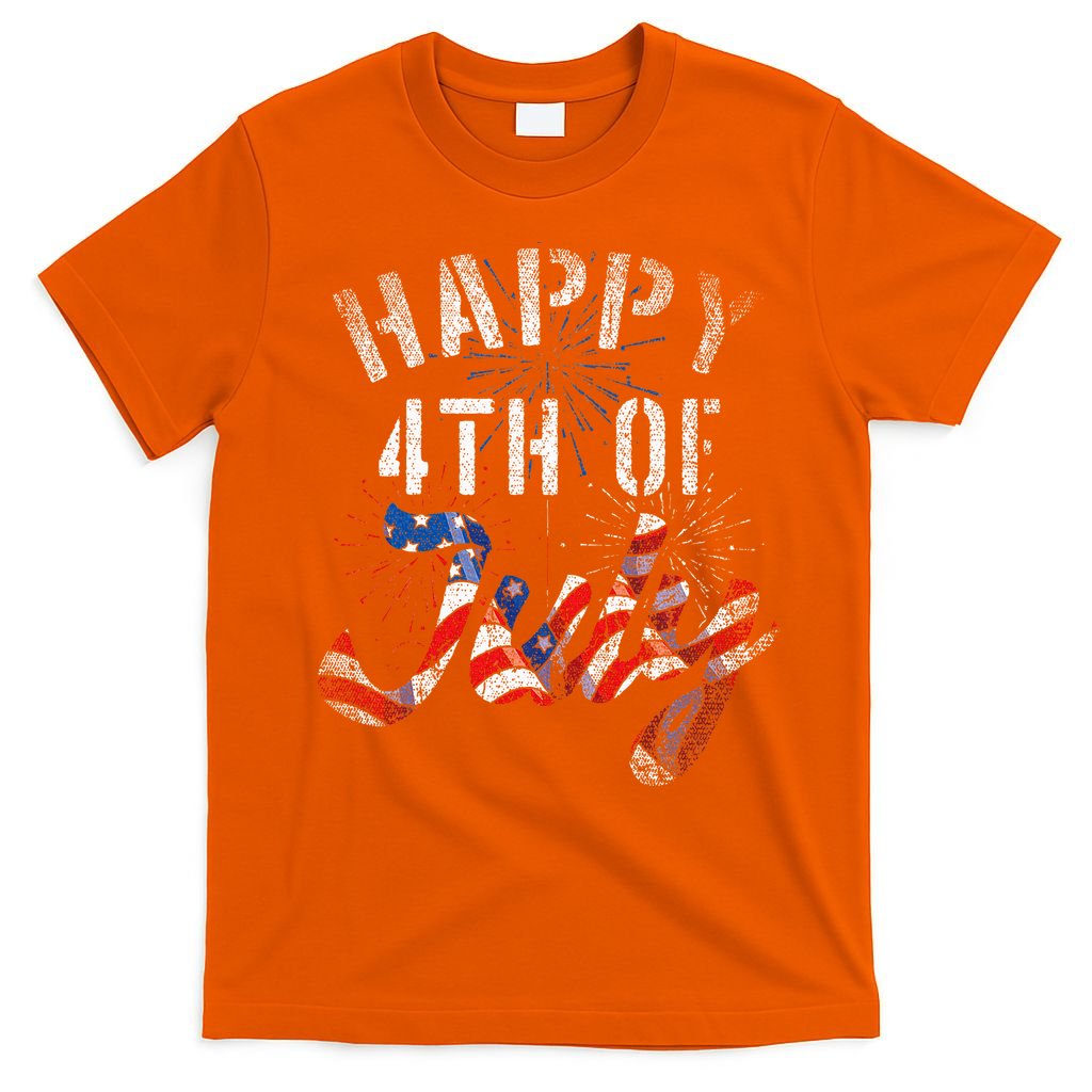 Fireworks Happy 4th Of July Us Flag American 4th Of July T-Shirt
