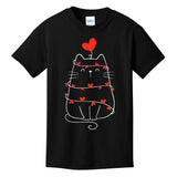 Funny Heart Cat ValentineS Day Heart Cat Lover Valentine Kids T-Shirt