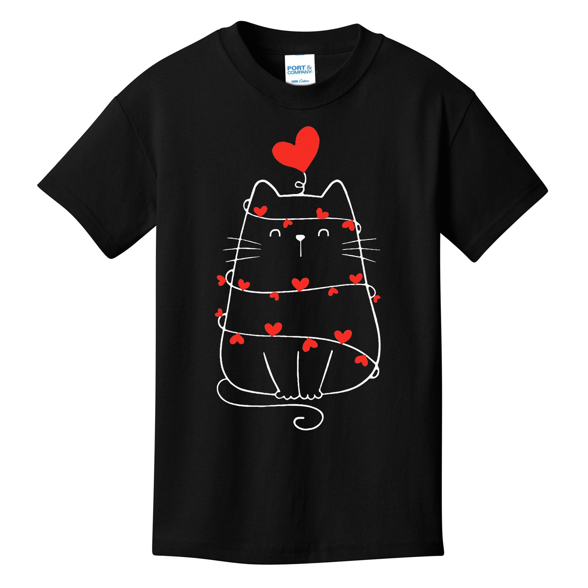 Funny Heart Cat ValentineS Day Heart Cat Lover Valentine Kids T-Shirt