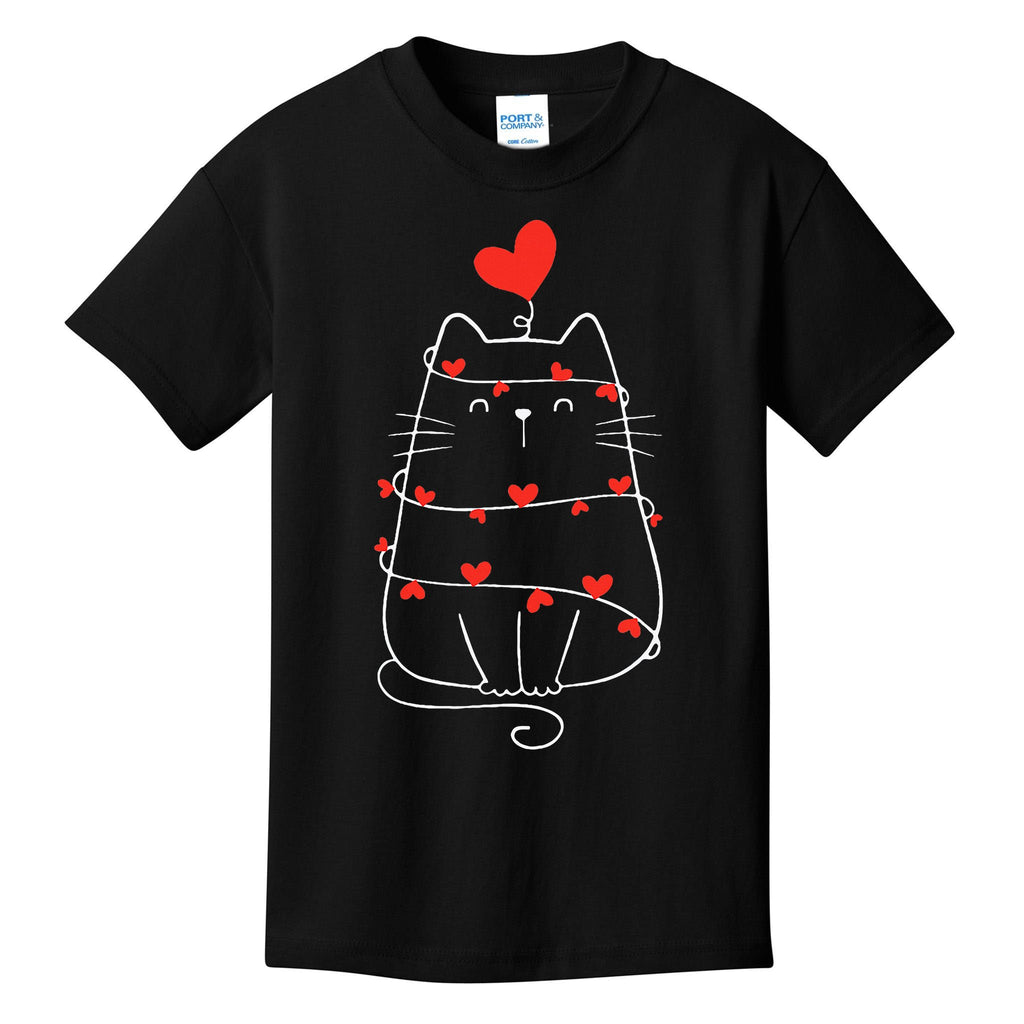 Funny Heart Cat ValentineS Day Heart Cat Lover Valentine Kids T-Shirt