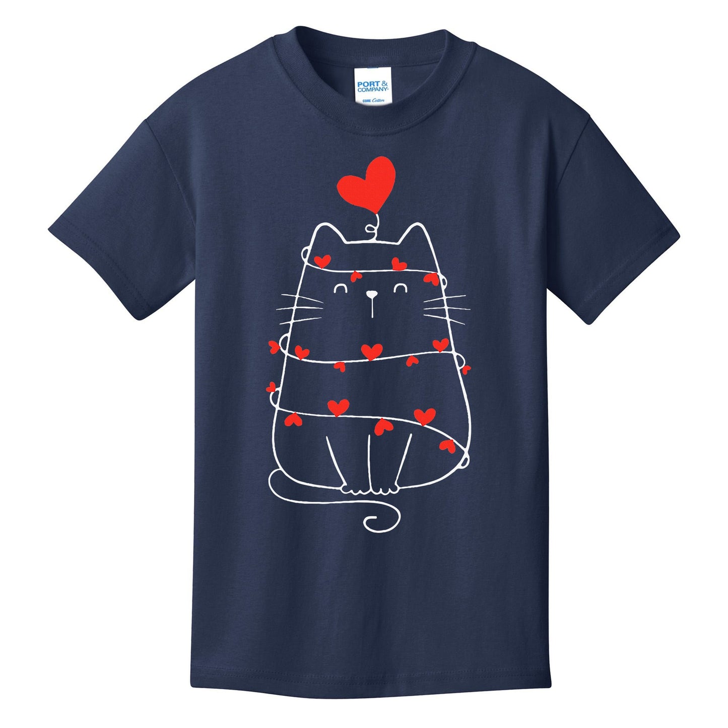 Funny Heart Cat ValentineS Day Heart Cat Lover Valentine Kids T-Shirt