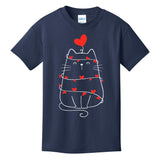 Funny Heart Cat ValentineS Day Heart Cat Lover Valentine Kids T-Shirt