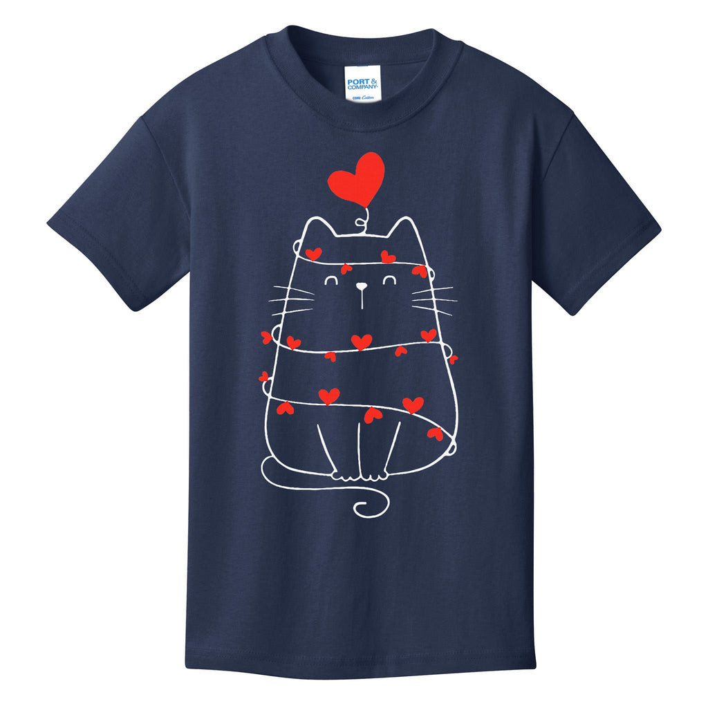 Funny Heart Cat ValentineS Day Heart Cat Lover Valentine Kids T-Shirt