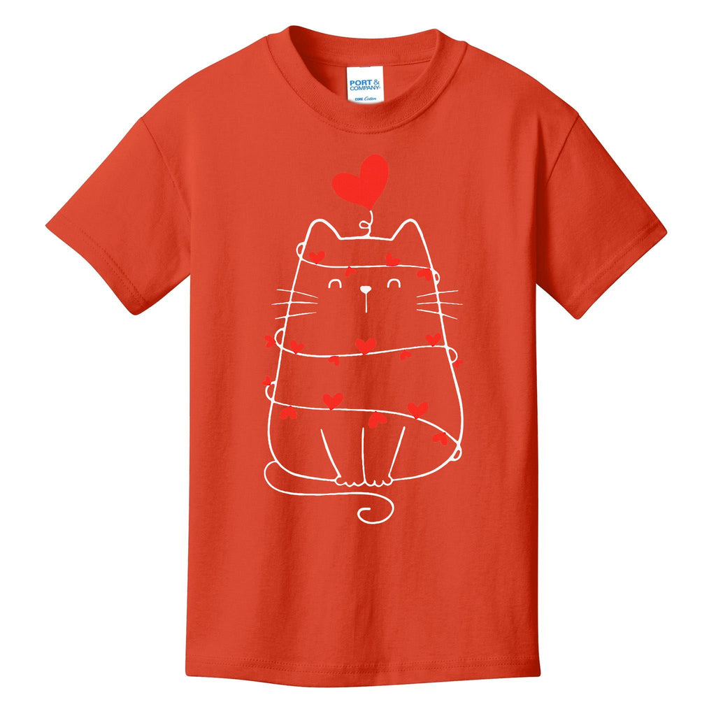 Funny Heart Cat ValentineS Day Heart Cat Lover Valentine Kids T-Shirt
