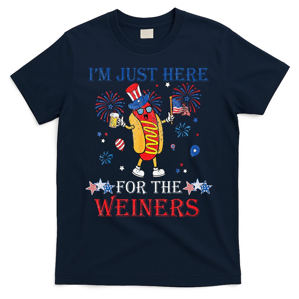 Funny Im Just Here For The Wieners 4Th Of July T-Shirt