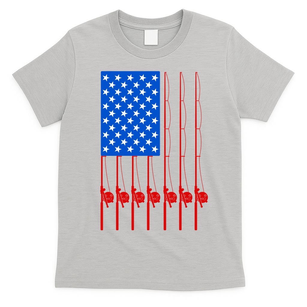 Fishing Poles USA American Flag T-Shirt