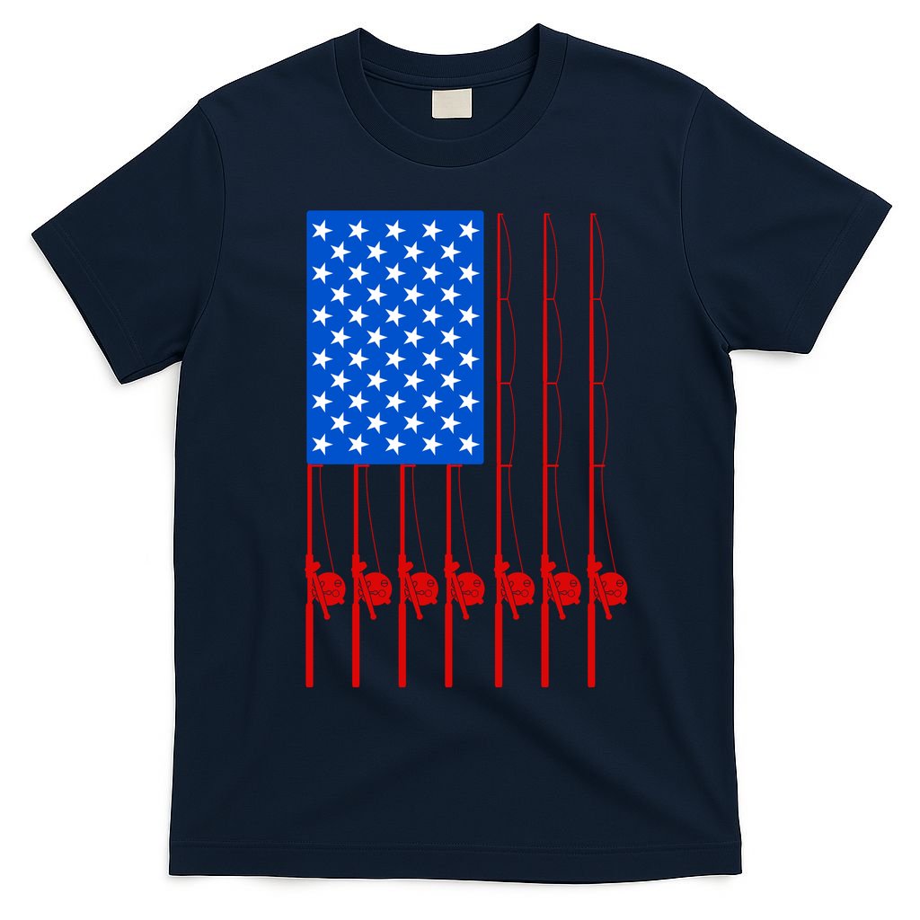 Fishing Poles USA American Flag T-Shirt