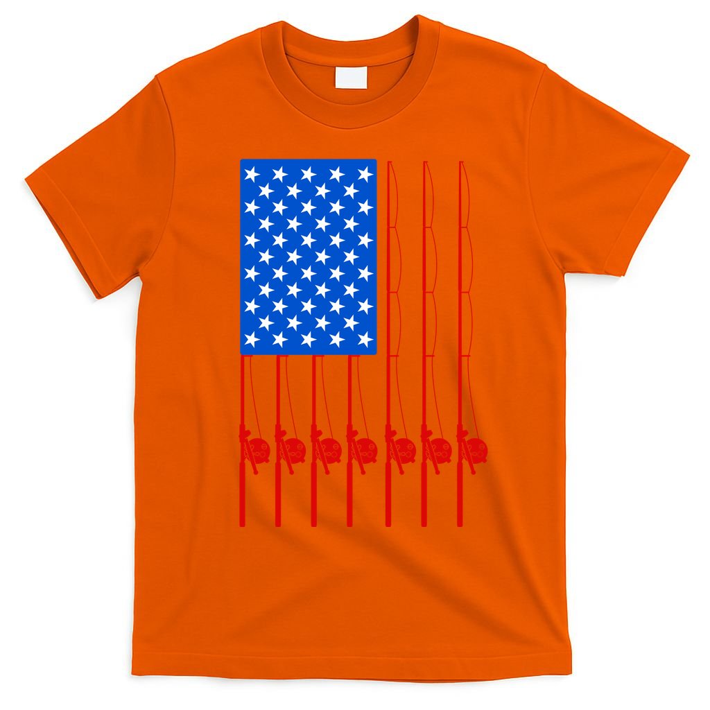 Fishing Poles USA American Flag T-Shirt