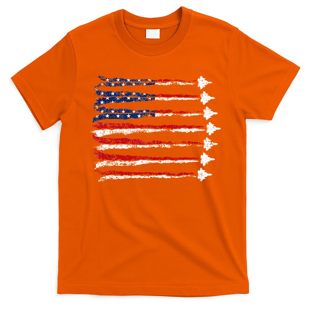 Fighter Jet Airplane Usa Flag T-Shirt