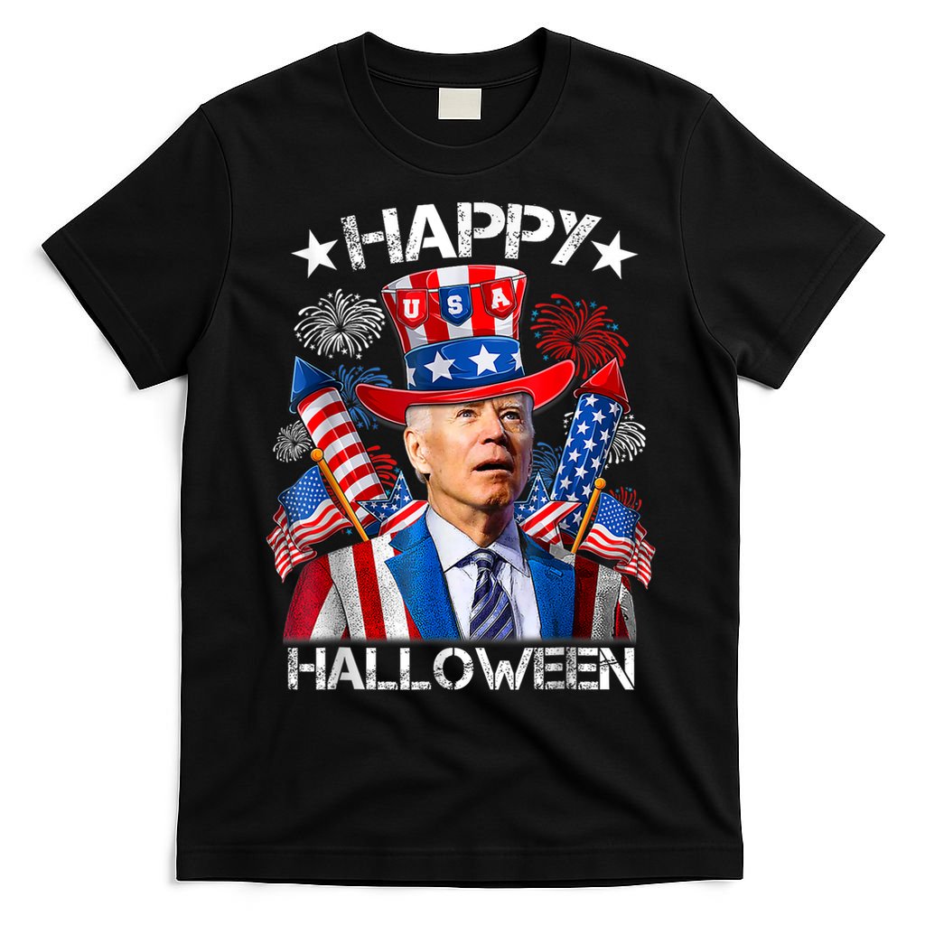 Funny Joe Biden Happy Halloween 4th Of July Firework T-Shirt