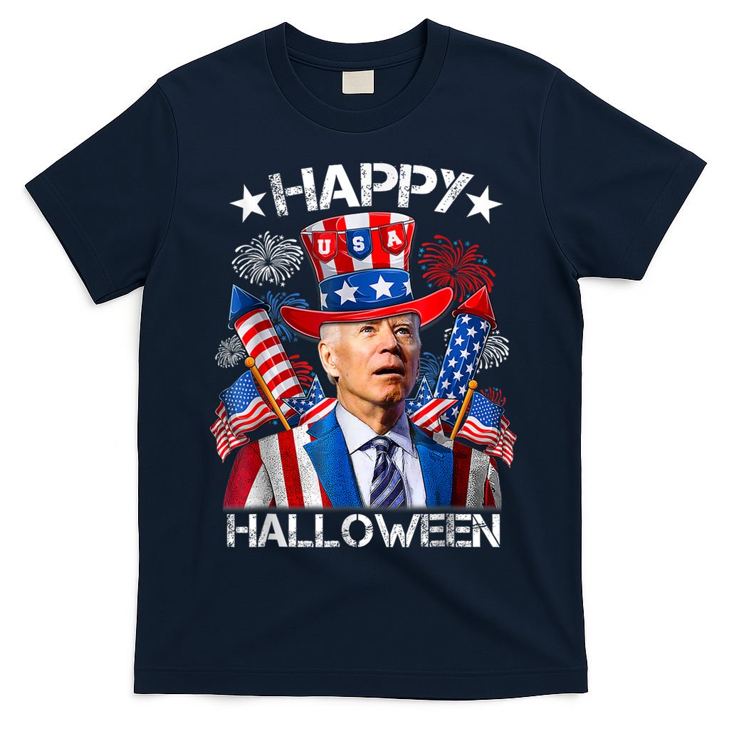Funny Joe Biden Happy Halloween 4th Of July Firework T-Shirt