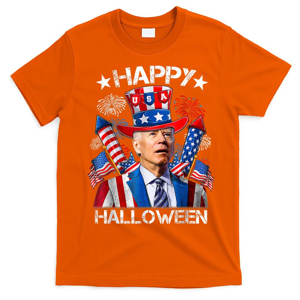 Funny Joe Biden Happy Halloween 4th Of July Firework T-Shirt
