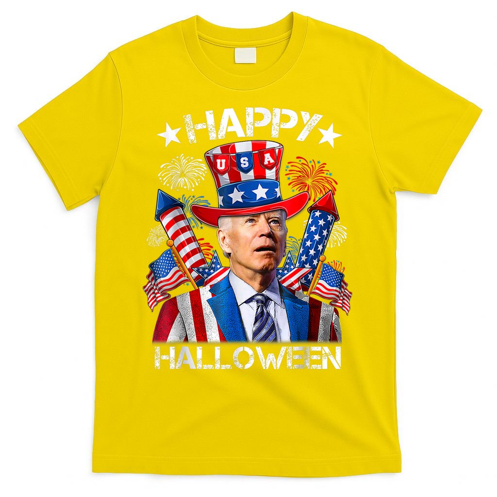 Funny Joe Biden Happy Halloween 4th Of July Firework T-Shirt