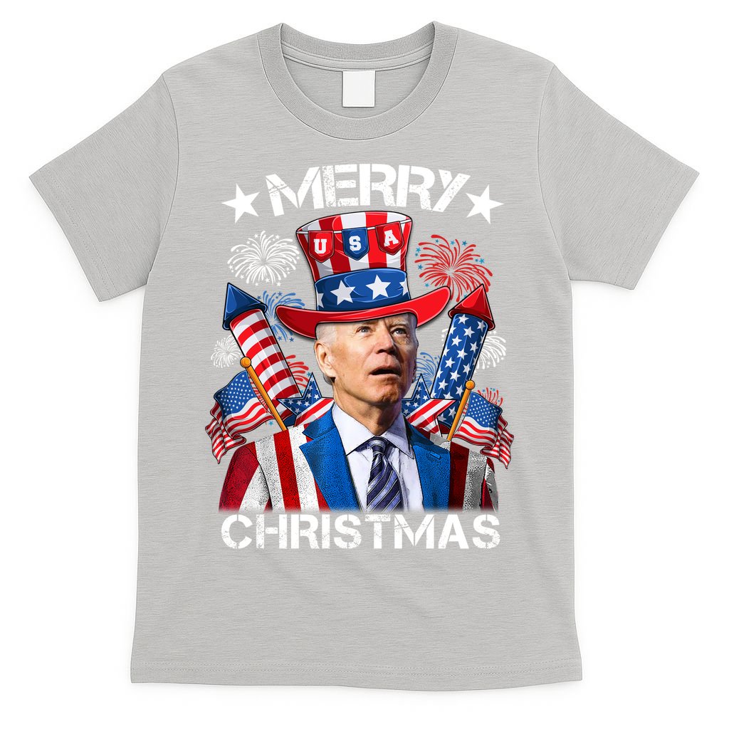 Funny Joe Biden 4th Of July Merry Christmas Firework USA T-Shirt