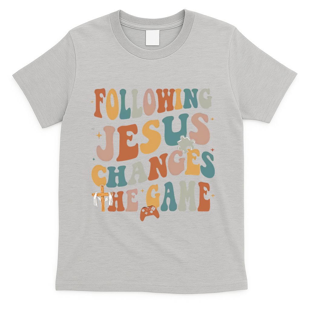 Following Jesus Changes The Game Bible Verse Teacher Retro Back To School T-Shirt
