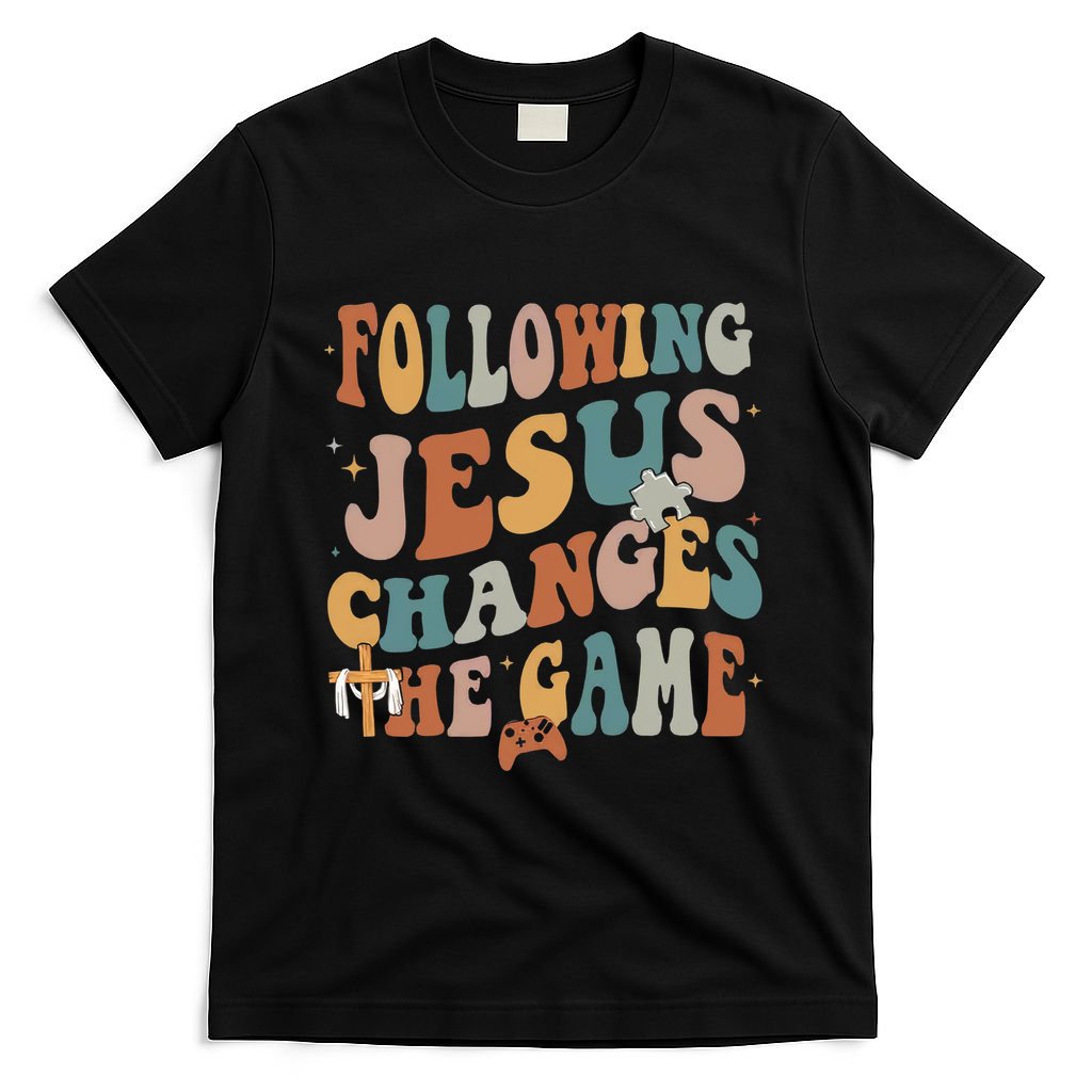 Following Jesus Changes The Game Bible Verse Teacher Retro Back To School T-Shirt