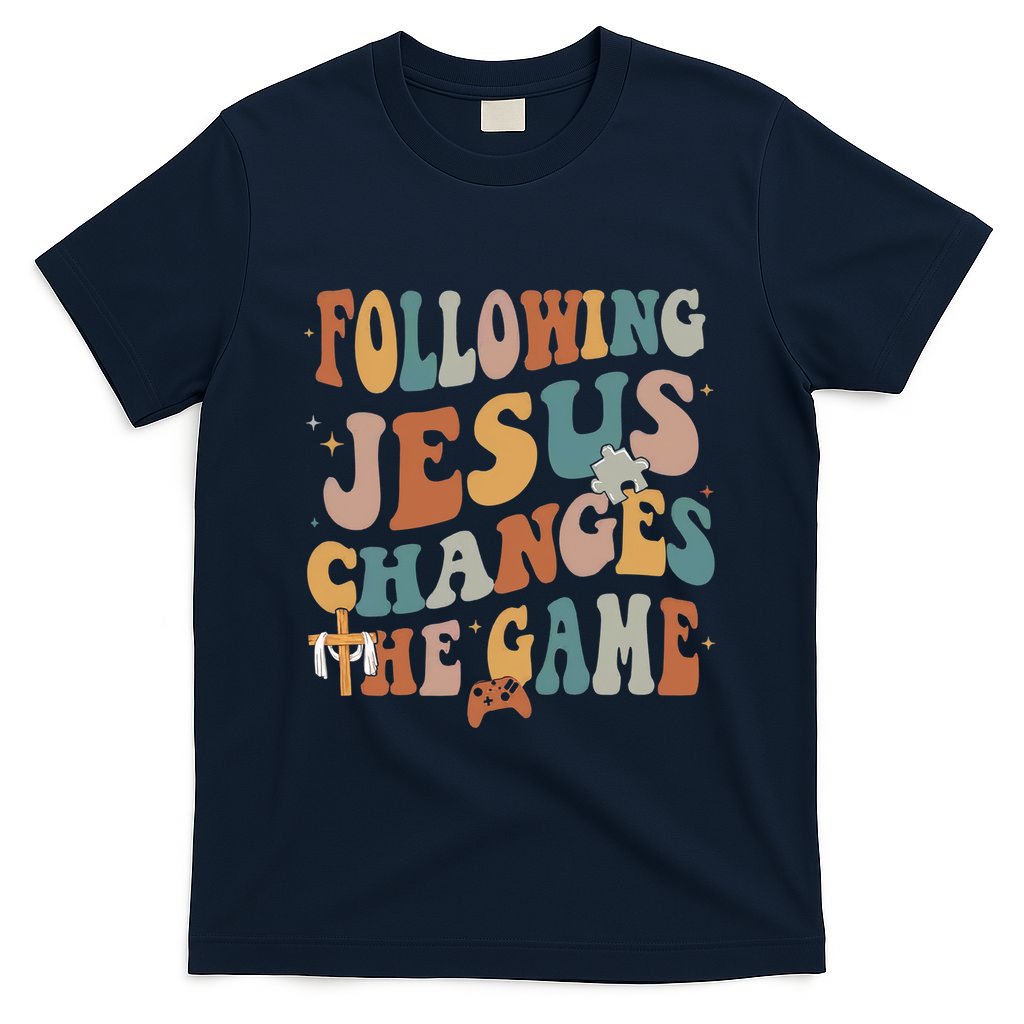 Following Jesus Changes The Game Bible Verse Teacher Retro Back To School T-Shirt
