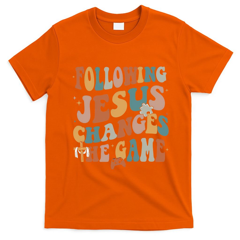 Following Jesus Changes The Game Bible Verse Teacher Retro Back To School T-Shirt