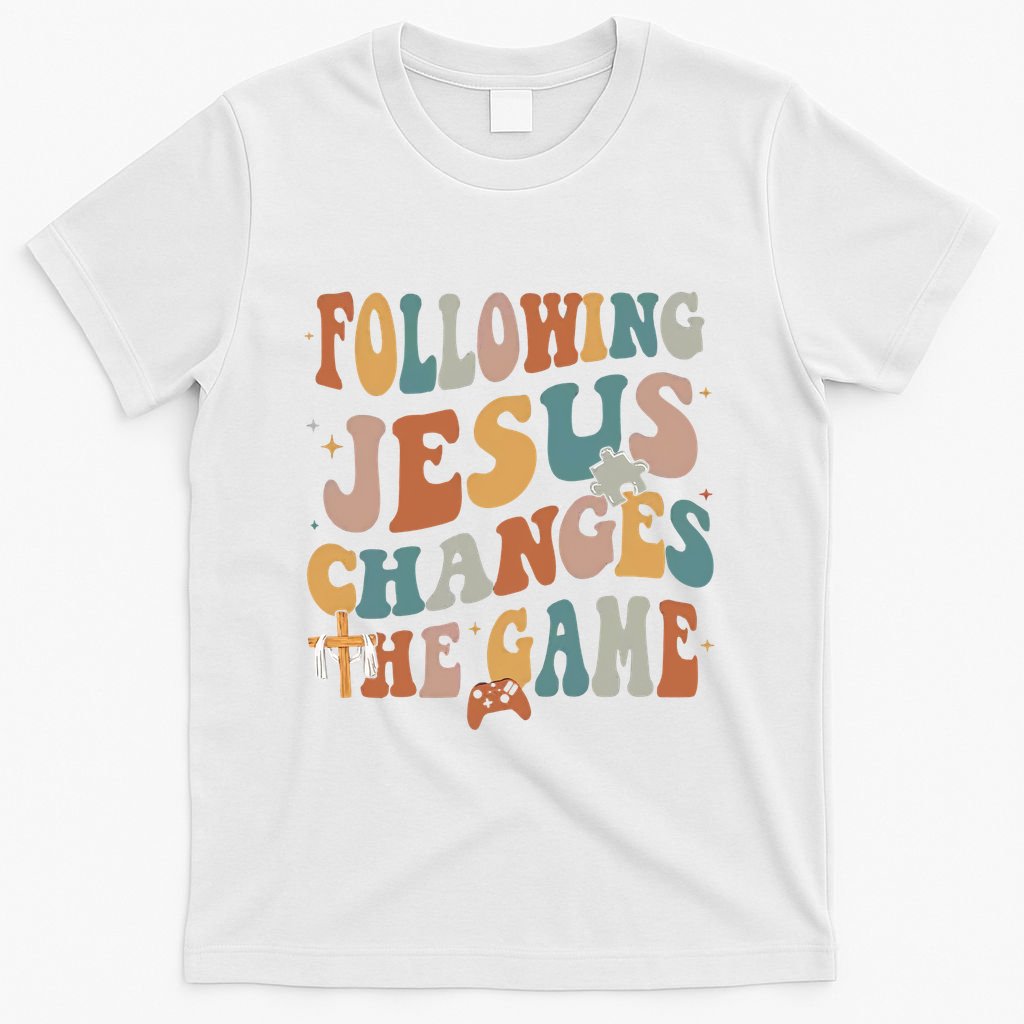 Following Jesus Changes The Game Bible Verse Teacher Retro Back To School T-Shirt