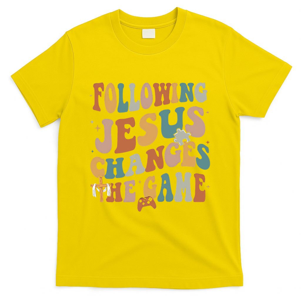 Following Jesus Changes The Game Bible Verse Teacher Retro Back To School T-Shirt