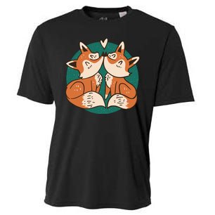 Foxes Kissing Cute Cooling Performance Crew T-Shirt