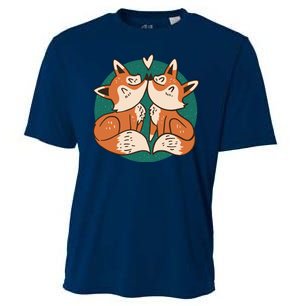 Foxes Kissing Cute Cooling Performance Crew T-Shirt