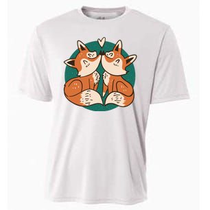 Foxes Kissing Cute Cooling Performance Crew T-Shirt