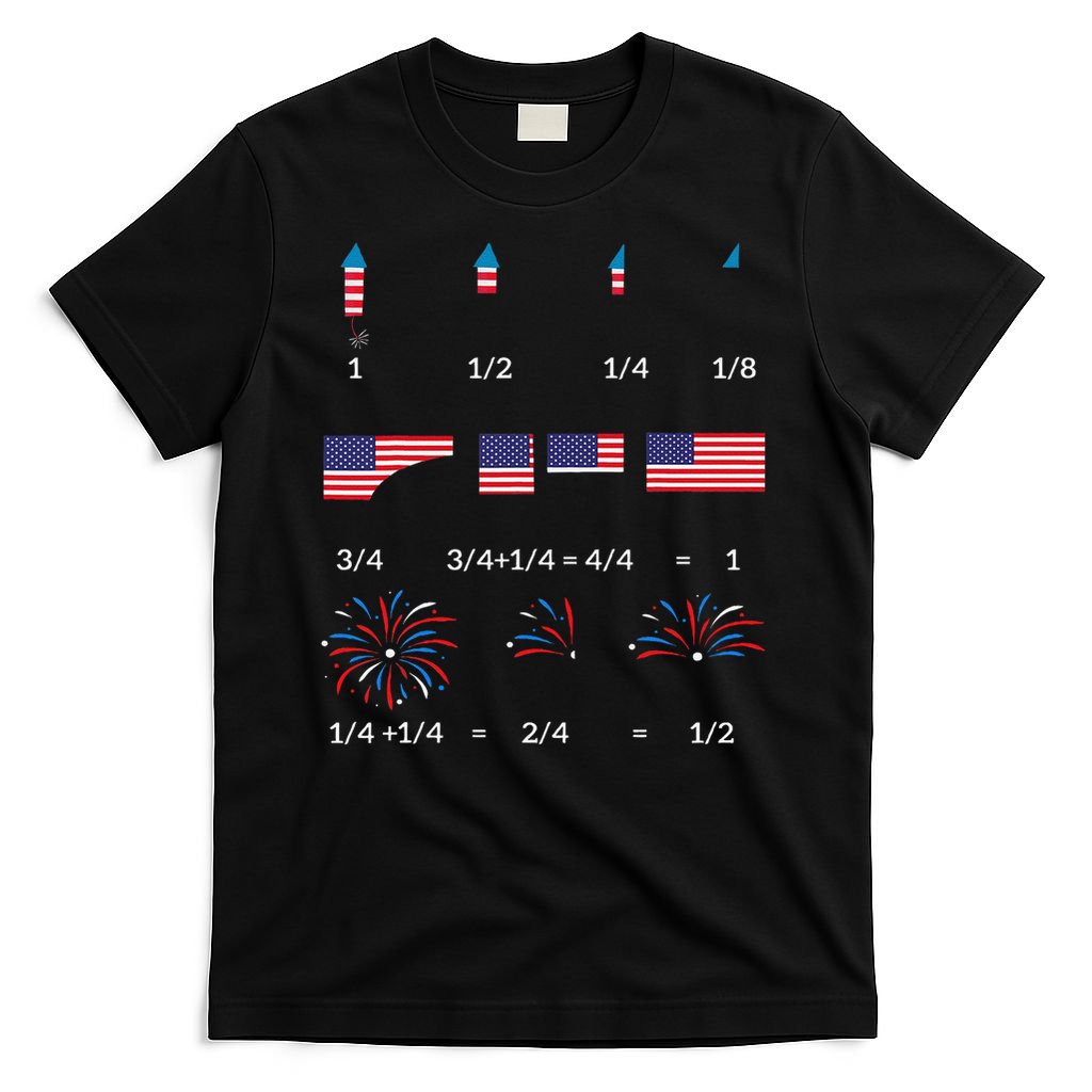 Funny Math Fraction Fireworks Teacher Patriotic Usa 4th T-Shirt