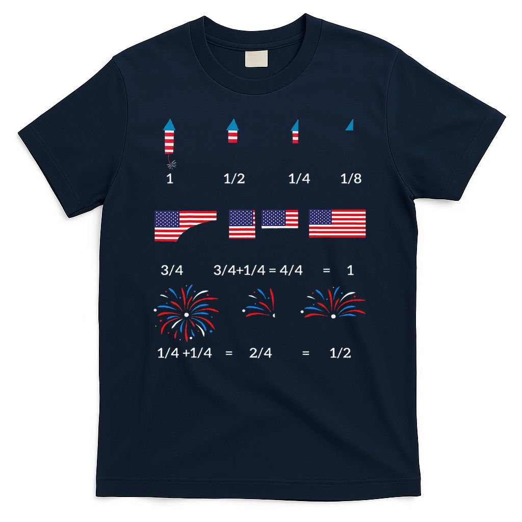 Funny Math Fraction Fireworks Teacher Patriotic Usa 4th T-Shirt