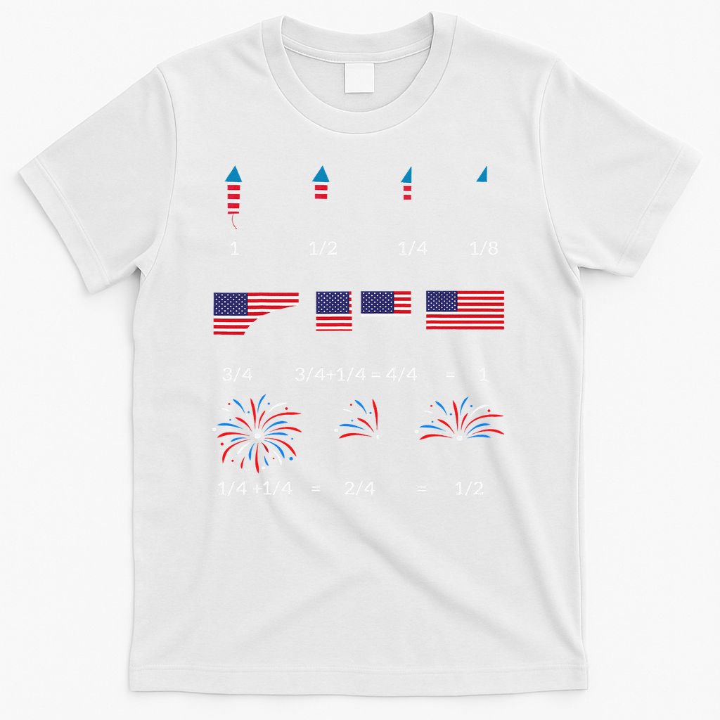 Funny Math Fraction Fireworks Teacher Patriotic Usa 4th T-Shirt