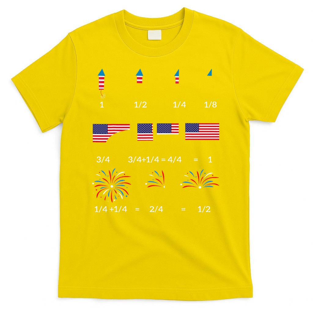 Funny Math Fraction Fireworks Teacher Patriotic Usa 4th T-Shirt