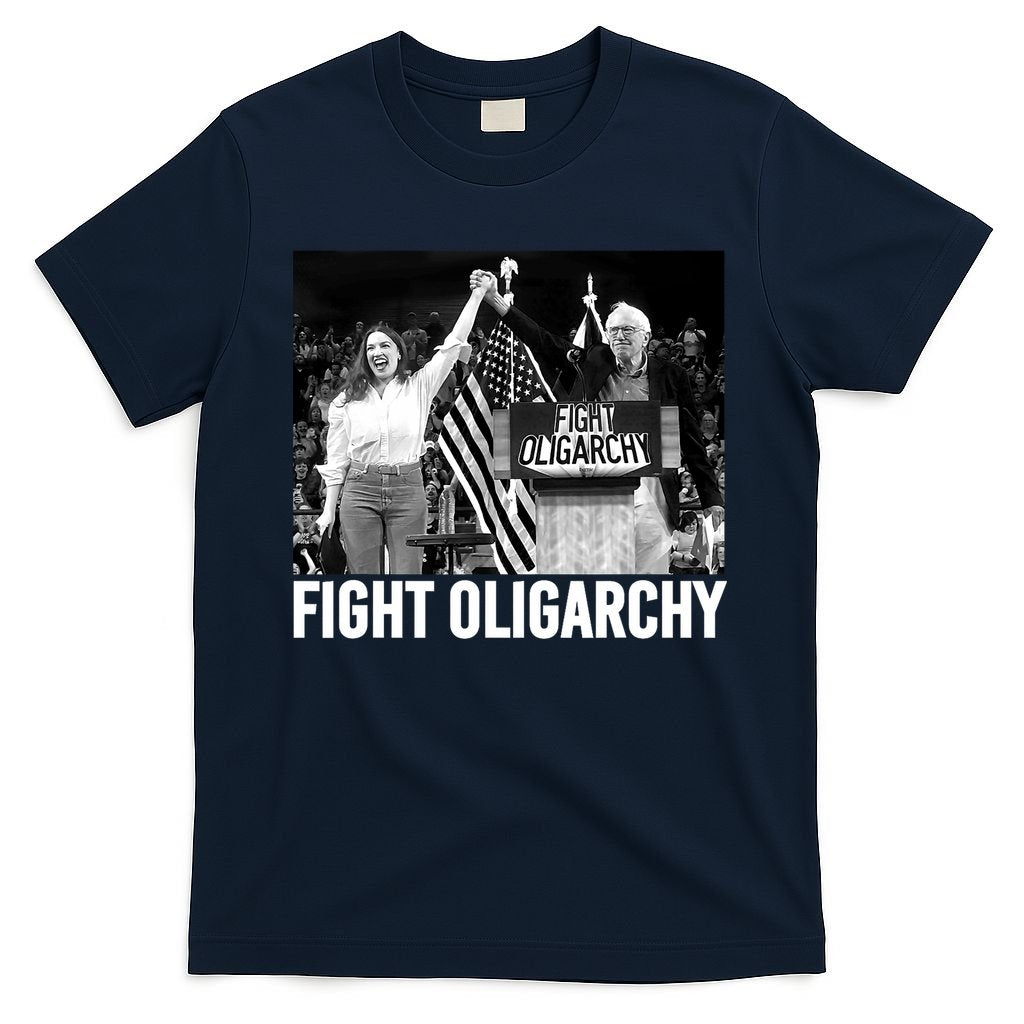 Fight Oligarchy Bernie Sanders And AOC Freedom US Anti Trump  T-Shirt