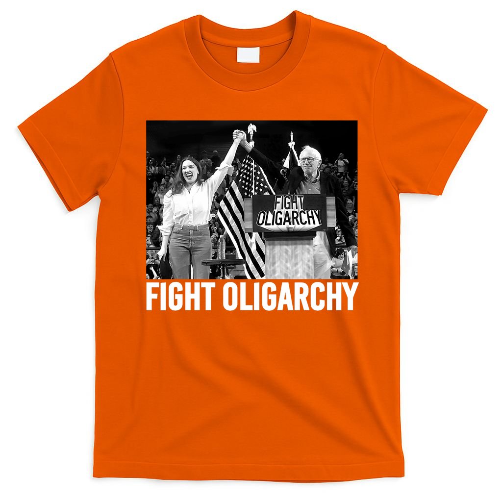Fight Oligarchy Bernie Sanders And AOC Freedom US Anti Trump  T-Shirt