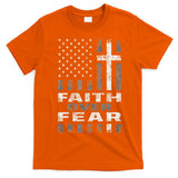 Faith Over Fear Christian Patriotism With Us Flag T-Shirt