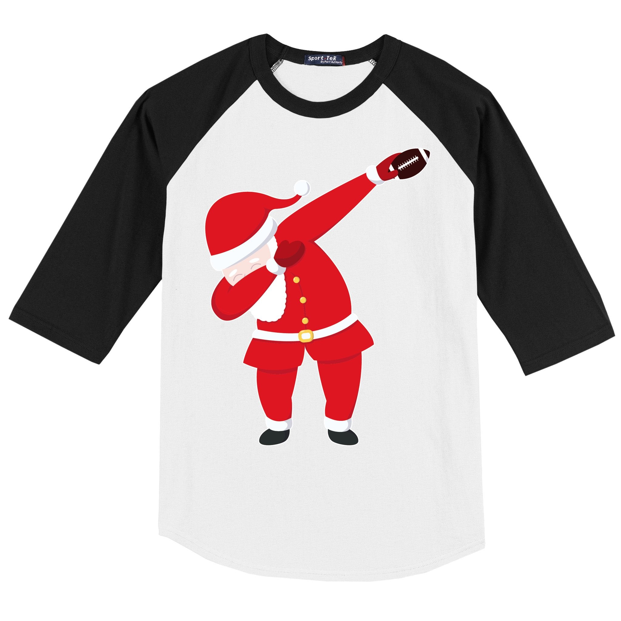 Football Dabbing Santa Baseball Sleeve Shirt